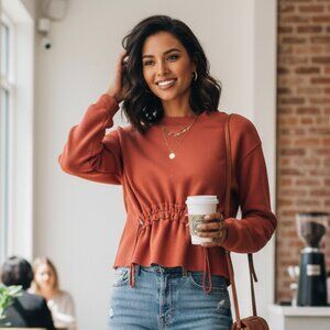 NWT Current/Elliott THE BLOOM SWEATSHIRT CINNAMON